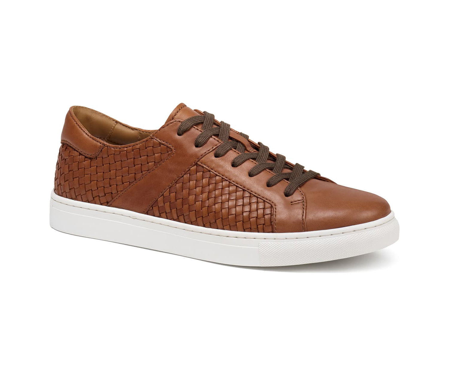 Tan Braided Low Top Leather Sneaker for Men The Royale Peacock