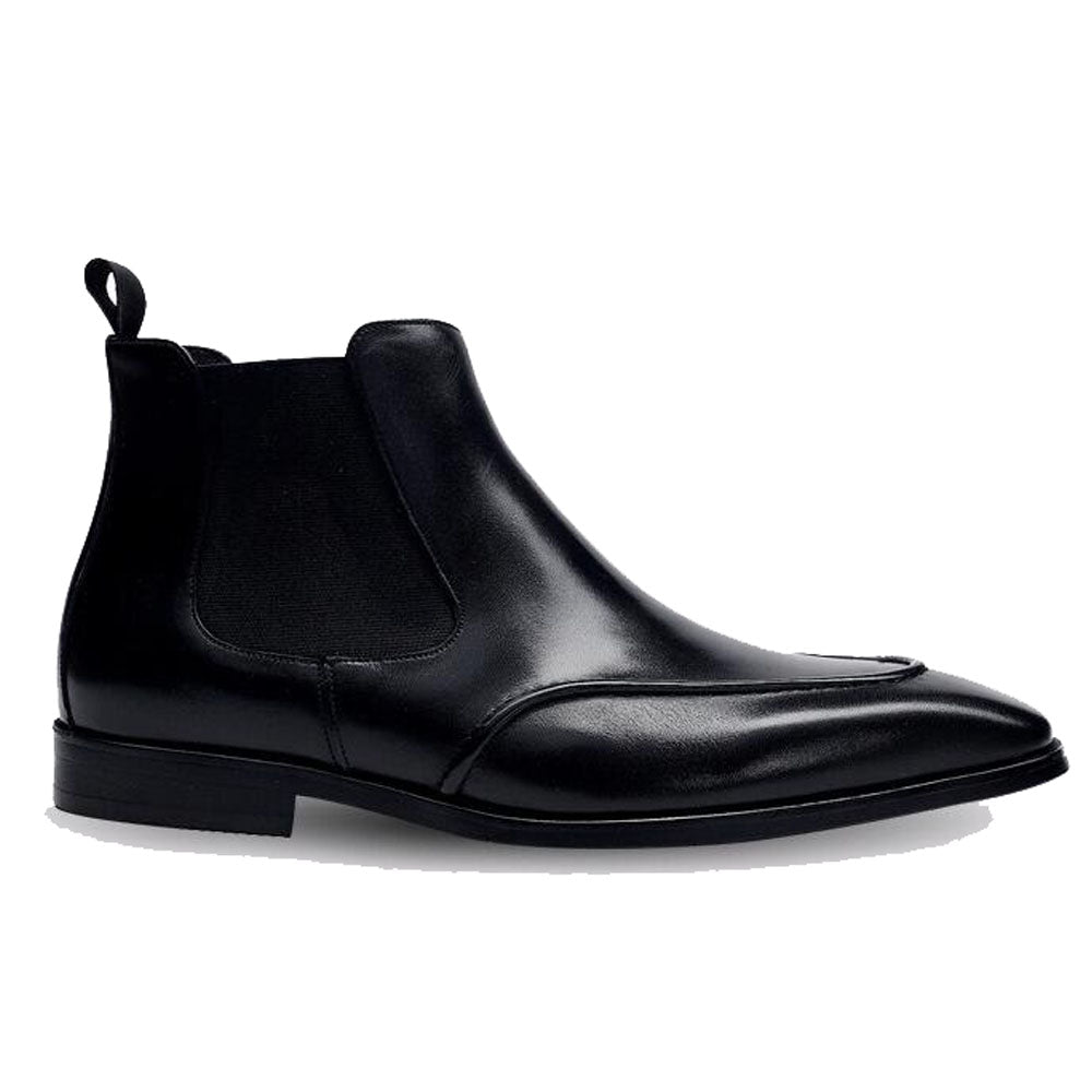 Black leather slip outlet on boots