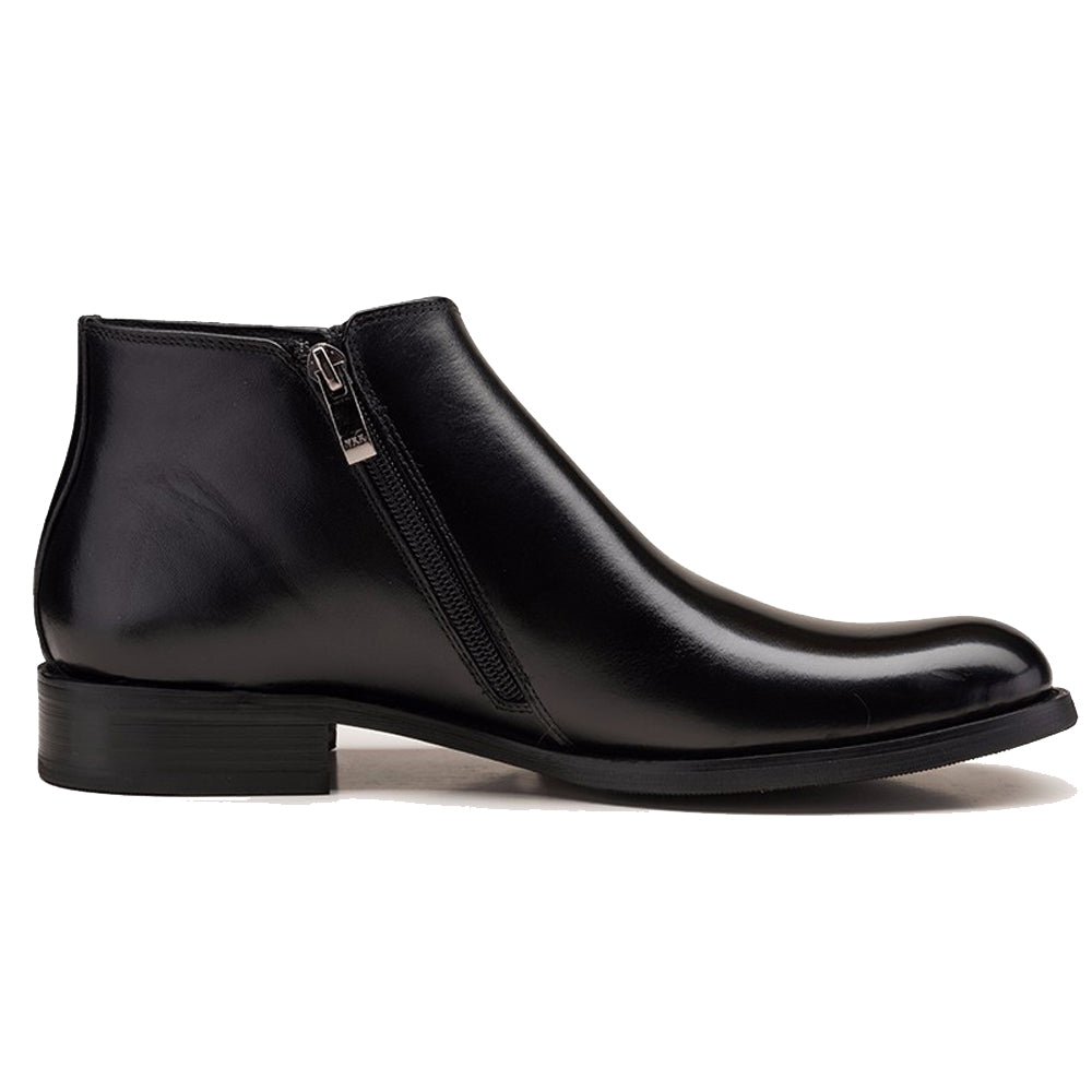 Black leather zip clearance boots