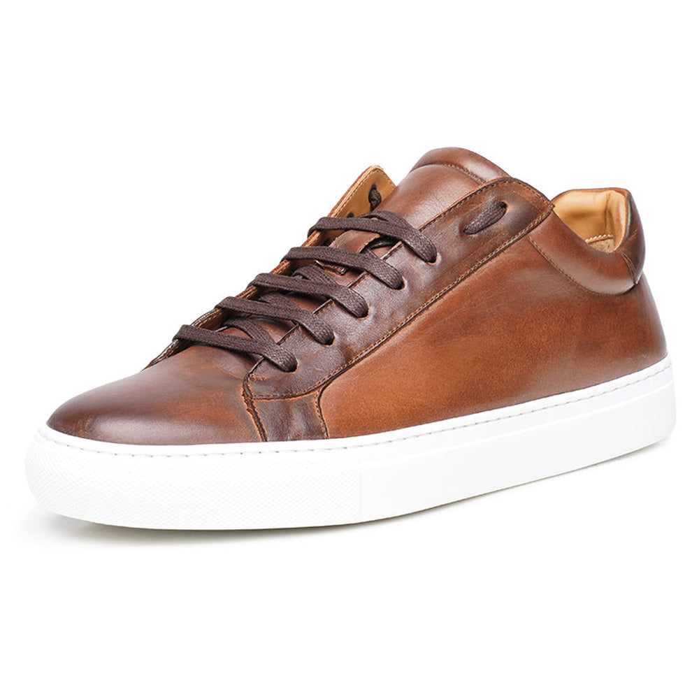 Tan Low Top Leather Sneaker for Men | The Royale Peacock UK 11
